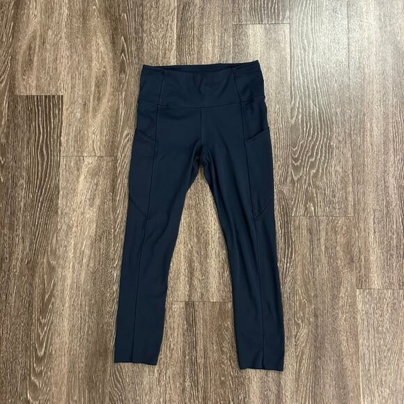 EUC Lululemon Fast and Free High-Rise Crop II 23” True Navy Sz 6 Pocket Leggings - Picture 2 of 16